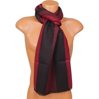 Мъжки кашмирен шал в червено и черно с райе