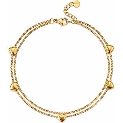 ORNAMENTI Pozlacený náramek na kotník Heart charms gold SA300027