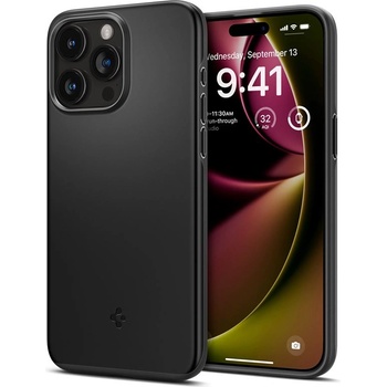 Spigen Thin Fit Case - качествен тънък матиран кейс за iPhone 15 Pro Max (черен)