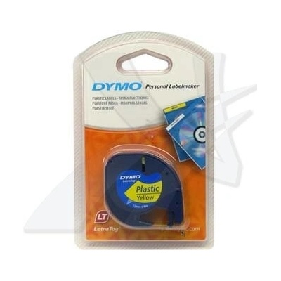 Dymo originální páska do tiskárny štítků, Dymo, 59423, S0721620, černý tisk/žlutý podklad, 4m, 12mm, LetraTag plastová páska