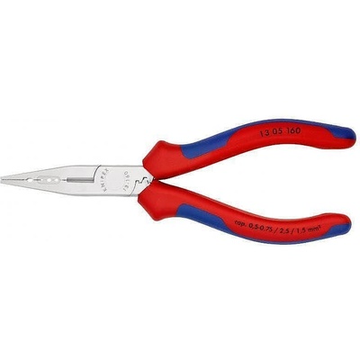 KNIPEX Клещи инсталаторски, хромирани, синьо-червена ръкохватка 160мм, Knipex (K1305160)