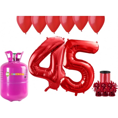HeliumKing Helium párty set na 45. narozeniny s červenými balónky