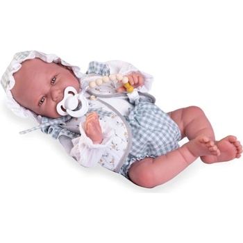 Antonio Juan Reborn miminko Sweet Reborn Carla v modrobílém oblečku Sweet Carla con capota y cojín estrellado