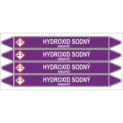 Značení potrubí, hydroxid sodný,4 ks, 250 × 26 mm PZ 007303