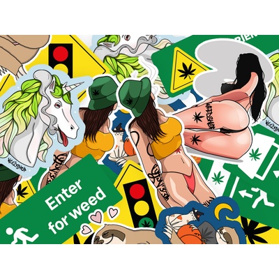 Výhodná sada samolepek 11 ks - weedshop