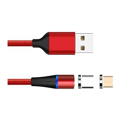 SOFTcom SFT0491 BLUE Magnetický USB-A na USB-C/microUSB nabíjecí a datový, 3A, 1m, černý
