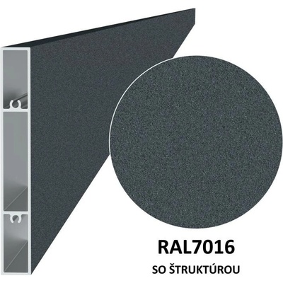Hliníková plotová lamela 120x16 mm, tvar obdélník, antracit (RAL7016) se strukturou 2 m +/-5mm (AL-PV12-AS-2)