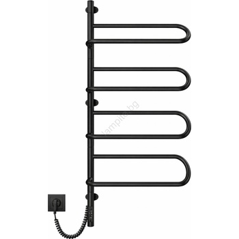 Mario Radiators Електрически въртящ се сушилник за хавлии ELECTRA 120W/230V 102, 5x47, 5 cm неръждаема стомана/черен, ляв (MR0062)