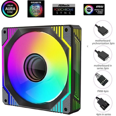 1stCOOL AURA EVO Mirror ARGB PWM 12cm čierny F12-AURA-EVO-B1