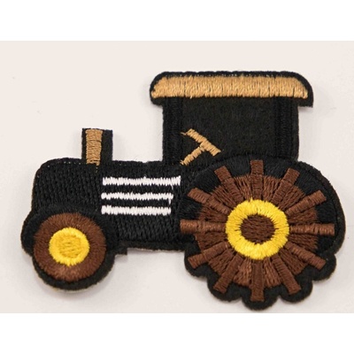 Nažehľovacia záplata - Traktor 4,5 cm x 5,5 cm - VIAC FAREBNÝCH VARIANT hnedá/čierna