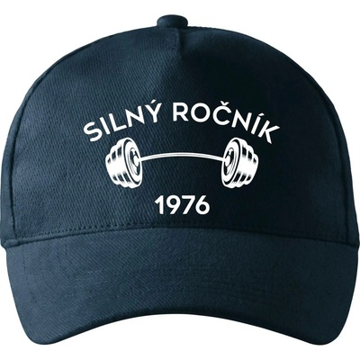 Silný ročník Letopočet 1976 se zahnutým kšiltem a mosaznou sponou Námořní modrá téměř černá
