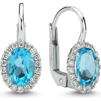 Lillian Vassago zlaté náušnice s modrým topásom a briliantmi LLV11-SMEG5637-02-BTZ