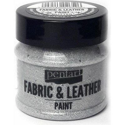 Pentart Farba na textil a kožu 50 ml Glittering strieborná