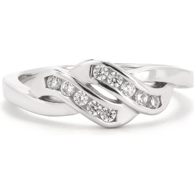 Rafity Stříbrný prsten Twisted Sparkle se zirkony R0103 05
