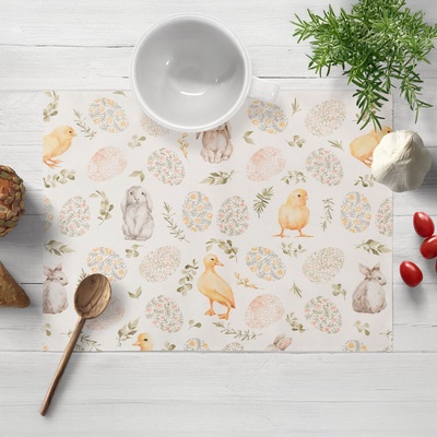 Biante Dekorační prostírání Leona LN-177 Velikonoční zvířátka a kraslice na bílém 35x45 cm – Zboží Dáma