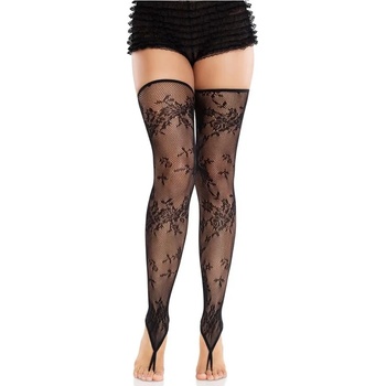 Image 1 of Чорапи, флорална дантела и мрежест ефект - Footless Stockings S/M/L (D-243073)