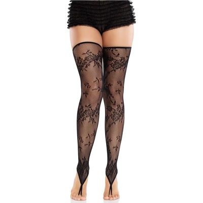 Чорапи, флорална дантела и мрежест ефект - Footless Stockings S/M/L (D-243073)