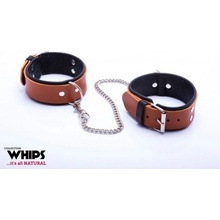 WHIPS Leather ankle cuffs for him Cognac putá na členky s polstrovaním