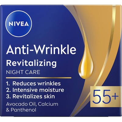Nivea Anti-Wrinkle Възстановяващ нощен крем, 55+, 50 ml