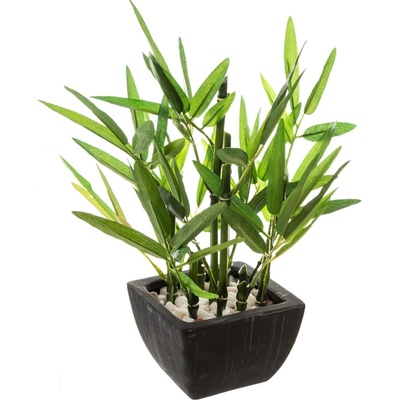 Atmosphera Umělá rostlina BAMBUS, 26 cm, černý květináč zelená