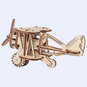 Wooden City 3D mechanické puzzle Dvojplošník 63 ks WR304