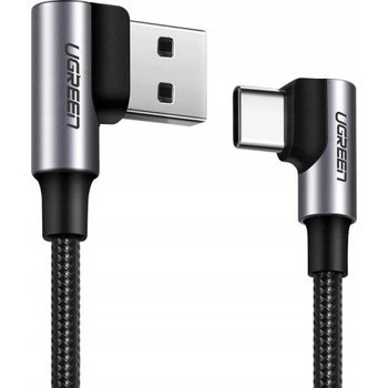 Ugreen US176 zahnutý USB - USB Type C Quick Charge 3.0 QC3.0 3 A, 0,5m, sivý