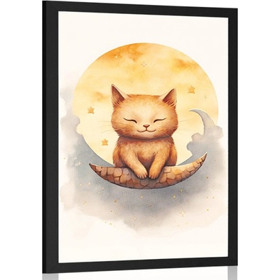 Plakát zasněná kočka - 30x45 silver