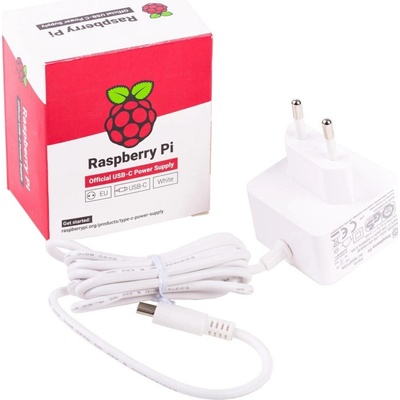 Raspberry Pi napájecí zdroj USB-C 5,1V 3A pro Raspberry Pi 4B, EU, bílý – Zboží Mobilmania