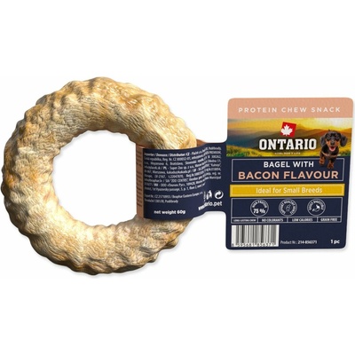 Ontario Protein příchuť slanina žvýkací bagel 1ks 8,9cm