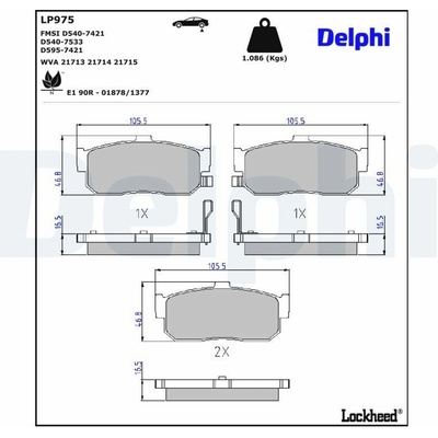 Sada brzdových platničiek kotúčovej brzdy DELPHI LP975