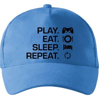 Play Eat Sleep Repeat game so zahnutým šiltom a látkovou sponou Svetlomodrá