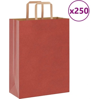 vidaXL Хартиени торбички 250 бр с дръжки червени 26x12x35 см (4101982)