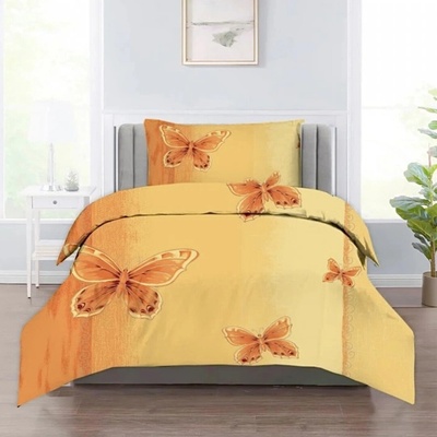 TiaHome obliečky deluxe bavlna Motýle oranžové 200x140 90x70