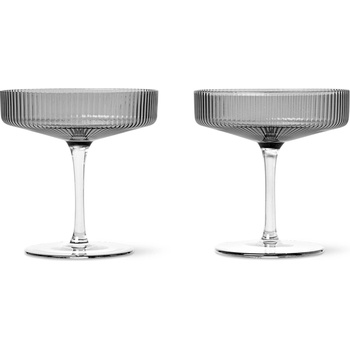 ferm LIVING Чаша за шампанско RIPPLE 150 ml, комплект от 2 бр. , сив, твърди LIVING (FERM100126112)