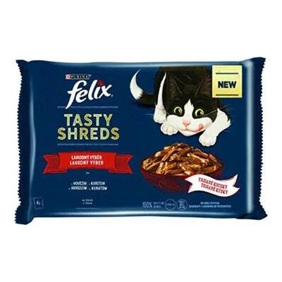 FELIX Tasty shreds cat Multipack hovězí&kuře ve šťávě 4 x 80 g