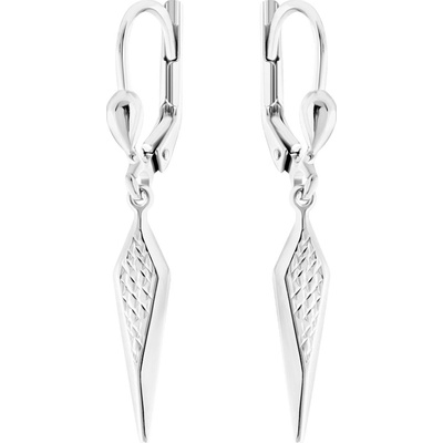 Gemmax Elegantní visací náušnice z bílého zlata s diamantovým brusem GLEWN-02564