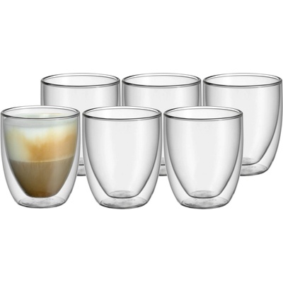 WMF cult double-walled cappuccino glasses set of 6, double-walled glasses 250ml, floating effect, thermal glasses, heat-resistant tea glass, coffee glass - 901412000