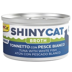 GimCat ShinyCat Tuna with White Fish in Broth парченца риба тон и бяла риба в натурален бульон 70gr