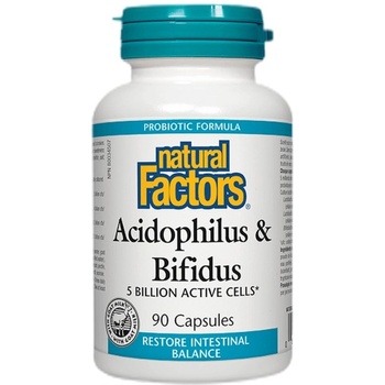 Image 1 of Natural Factors Acidophilus & Bifidus | 5 Billion Active Cells [90 капсули]