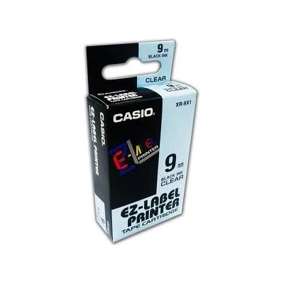 Páska do tiskárny štítků Casio XR-9X1 9mm černý tisk/průhledný podklad
