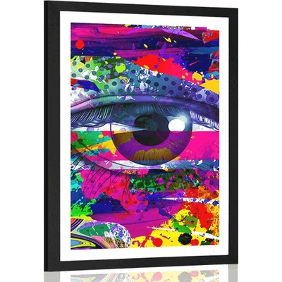 Plakát s paspartou lidské oko v pop-art stylu - 60x90 no frame