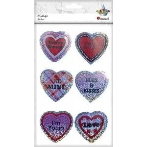 TITANUM Holo hearts 3D self-adhesive mix sizes 6pcs