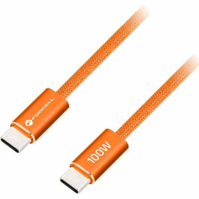 Forcell CCFN23 USB-C / USB-C plochý 100W PD QC4.0 AVS 1,2m oranžový
