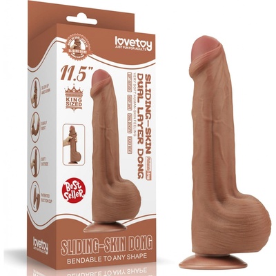 Lovetoy 11.5'' King Sized Sliding Skin Dual Layer Dong Brown