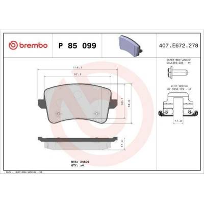 Sada brzdových destiček, kotoučová brzda BREMBO P 85 099X