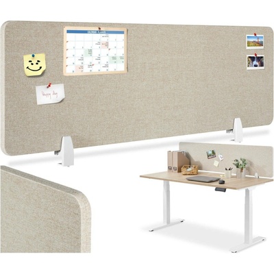 tectake akustická přepážka na stůl noisy se zaoblenými rohy 130 x 40 cm béžová 405117