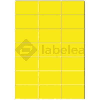 Labelea Samolepiace etikety 70x42,4 mm farebné papierové, na hárku A4, pre laserovú a atramentovú tlač, Farba etikiet Žltá, Počet hárkov v balení 100 EPY070042PY021S