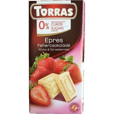 Torras Bezlepková biela čokoláda s jahodou bez pridaného cukru 75 g