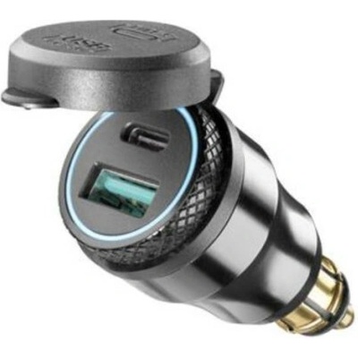 DIN adaptér Interphone s 1 x USB a 1 x USB-C výstupem pro motocykly