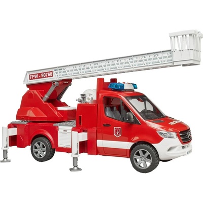 BRUDER MB Sprinter пожарникарски модел с вишка, червен/бял, с помпа (02673)